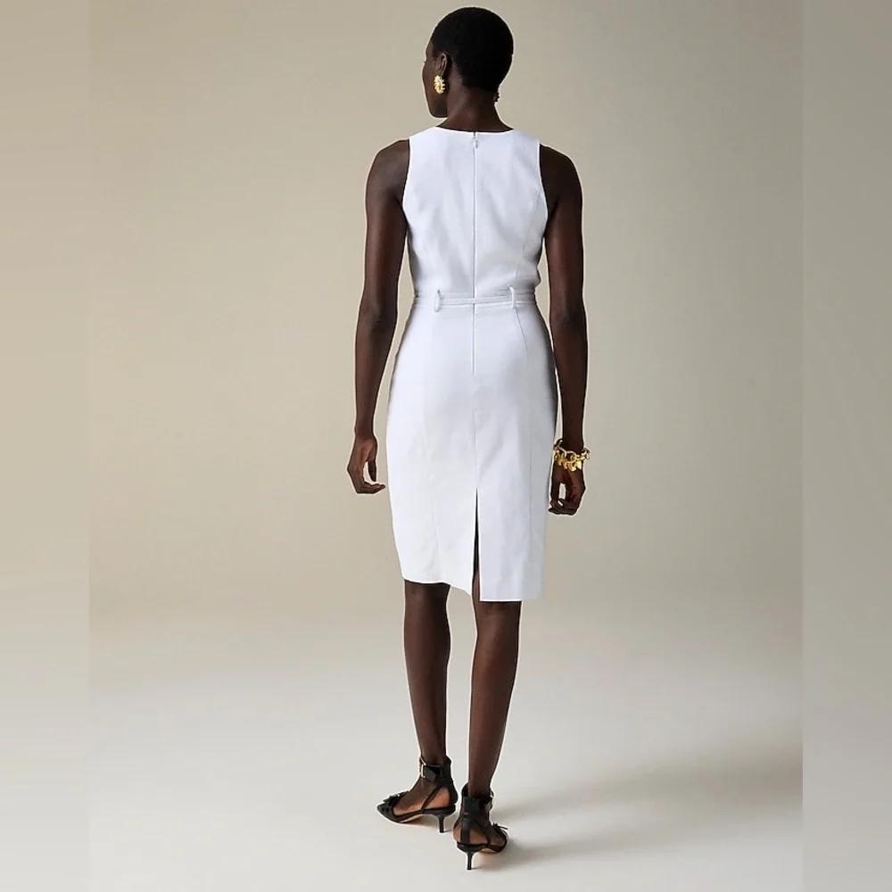 NWT J.Crew Executive dress in stretch linen blend Size 16 White Resort Preppy